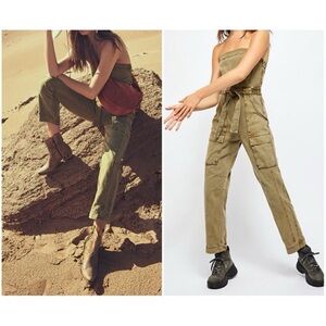 FREE PEOPLE Go West Utility Jumpsuit Moss | S
